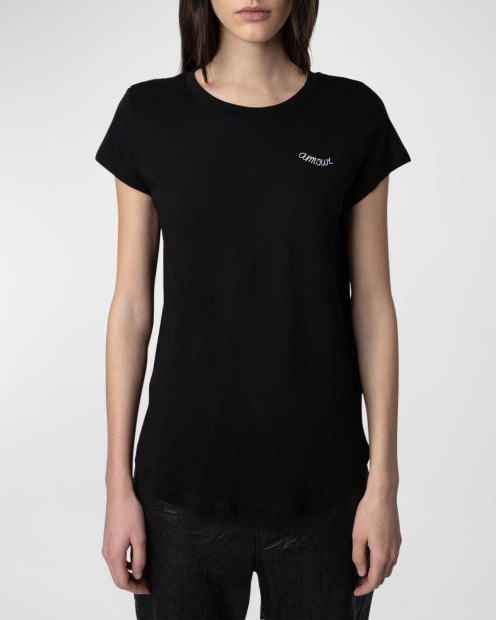 Zadig & Voltaire Woop Embroidered Amour Black Short-Sleeve T-Shirt Large Designe